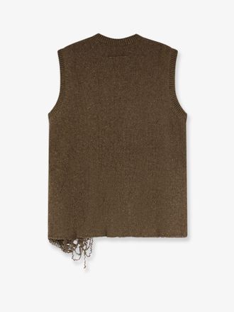 Maison Margiela Wool-Blend V-Neck Tank Top - Green