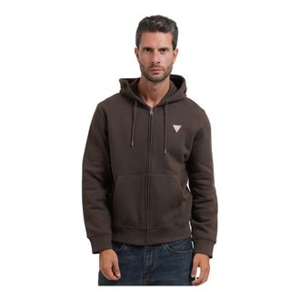 Guess Felpa con zip integrale Logo Triangle - - Sweatshirts & Hoodies - Uomo - Marrone - XL