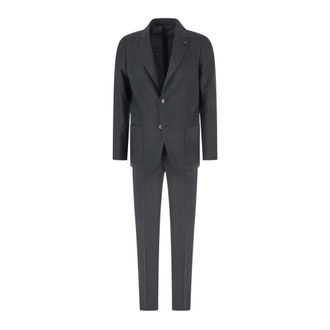 Lardini Prince of Wales Check Suit - Heren - Pakken - Grijs - Maat: S Leer