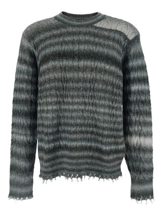 Won Hundred fringed striped crew-neck sweater - Grey