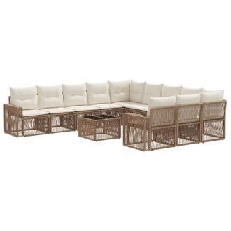 vidaXL Conjunto De Sof&aacute;s De Jard&iacute;n 12 Pcs Beige Y Blanco Crema Vidaxl