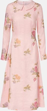 Markarian Abito midi in lino con stampa floreale