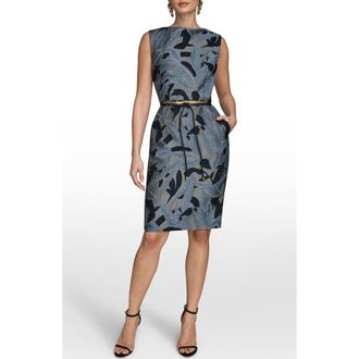 DKNY Metallic Jacquard Sleeveless Sheath Dress in Vapor Multi at Nordstrom, Size 10