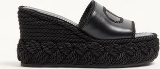 Valentino Garavani Vlogo Torchon Wedge Slide In Nappa 100Mm Woman BLACK 35