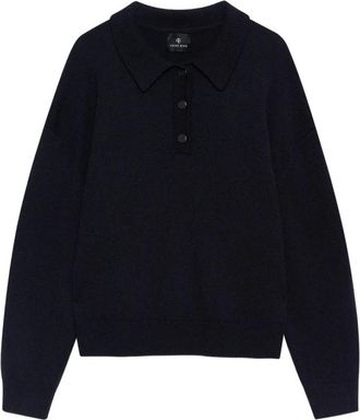 Anine Bing Tops, Dames, Blauw, XS, Wol, Lee Polo Sweater
