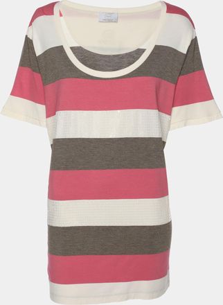 Marina Rinaldi Voyage By Marina Rinaldi Muticolor Striped Cotton Sequin Top