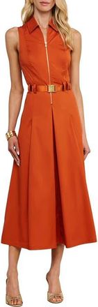 L'agence Kolton Sleeveless Zip Front Midi Dress in Sienna at Nordstrom, Size 10