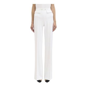 Elisabetta Franchi Broek van stretch-dubbelcr&ecirc;pe - Dames - Broeken - Wit - Maat: S