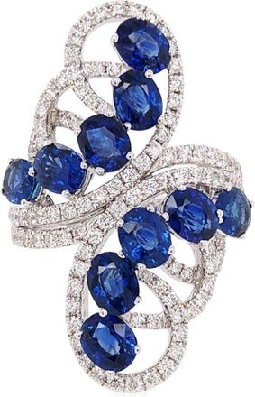 HYT Jewelry Anello in oro bianco 18 carati con diamanti e zaffiro - Argento