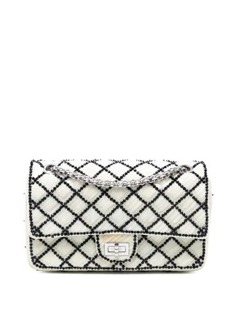 Chanel 2008-2009 Reissue 2.55 Quilted Sequined Mesh Double Flap 225 shoulder bag - White
