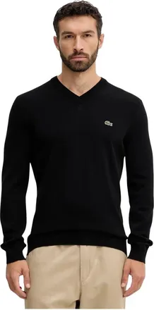 Lacoste Truien & Vesten, Heren, Zwart, S, Katoen, V-hals Gebreid