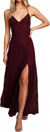 Lulus Womens Destinee Lace Sleeveless Maxi Dress In Burgundy