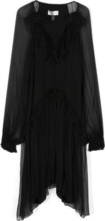 Nissa ruffle-detail silk midi dress - women - Silk/Viscose - 36 - Black