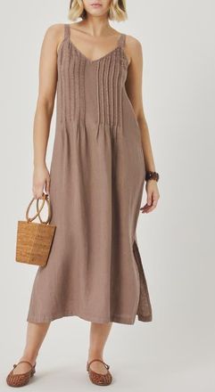 Splendid Stella Pintuck Detail Linen Dress in Wicker Beige at Nordstrom, Size X-Small