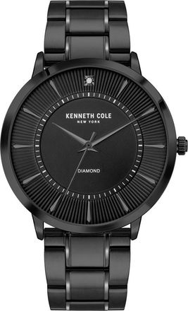 Kenneth Cole Diamond Dial Three Hand Quartz Bracelet Watch, 45mm in Black at Nordstrom Rack