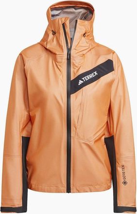 adidas Womens Womens Solid Patterned Hooded Full Zipper Rain Jacket - Orange - Size: 16