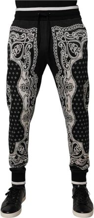 Dolce & Gabbana Bandana Cotton Jogger Pants - Heren - Sweatpants - Zwart - 5XL - Katoen - Broeken