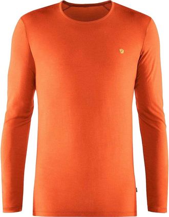 Fj&auml;llr&auml;ven Mens Bergtagen Thinwool Long Sleeve Shirt In Hokkaido Orange