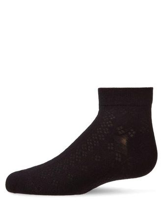 MeMoi Rayon Blend Diamond Knit Patterned Ankle Sock in Black at Nordstrom, Size 6-12M