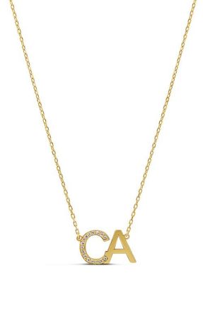 SHYMI Pav&eacute; 2-Initial Pendant Necklace in Gold at Nordstrom