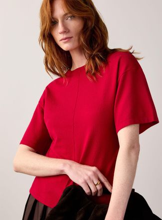 Contemporaine Womens Ruched waist fine-knit sweater