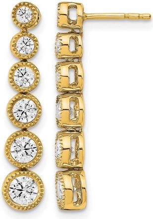 Diamond2Deal 14k Gold 1 ct Lab Grown Diamond Graduated Dangle Earrings VS Clarity, D-E Color