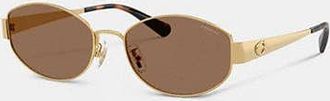 Coach C Hardware Metal Narrow Oval Sunglasses