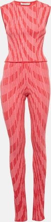 Philosophy di Lorenzo Serafini Pink Patterned Rib Knit Flared Pants And Top Set