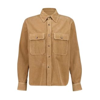 Saint Laurent Light Jackets, male, Beige, S, Beige Corduroy Overshirt