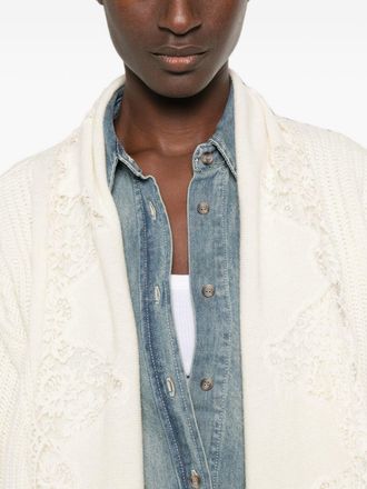 Ermanno Scervino Lace-Trim Ribbed Cardigan - White