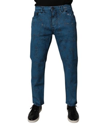 Dolce & Gabbana Blue Tie Dye Cotton Skinny Men Denim Jeans Elastane Clothing