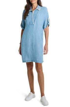 Nic+Zoe Embroidered Detail Denim Shift Dress in Mid Wash at Nordstrom Rack, Size X-Large