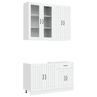 vidaXL Unidad De Cocina Lucca 4 Uds. Blanco Madera De Ingenier&iacute;a Vidaxl