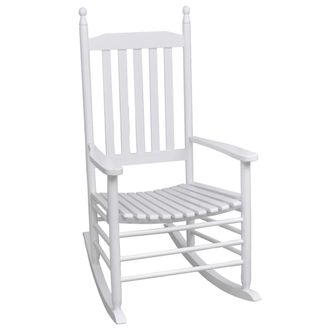 vidaXL Mecedora De Madera Con Asiento Curvado Madera Blanca Vidaxl
