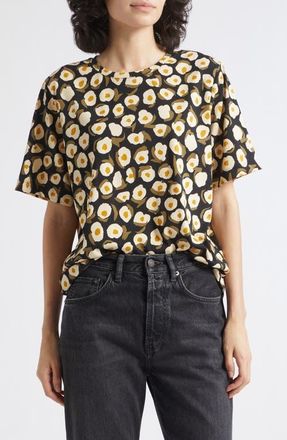Marimekko Tunnit Pikku Vikuri Print Cotton T-Shirt in Beige/black/olive Green at Nordstrom, Size Xx-Small