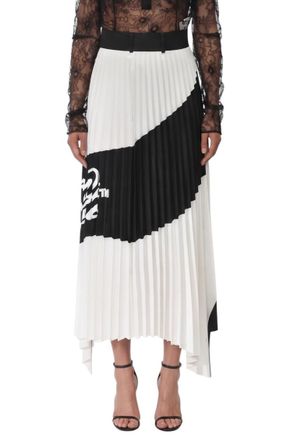 Off-white BlackWhite Pleated Calf Length Skirt