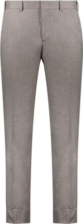 Brioni Getailleerde wollen broek - Heren - Slim Fit Broeken - Grijs - 3XL - Wol - Broeken