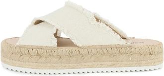 Espadrij Croisette Linen Sandalen für Damen | beige/weiß