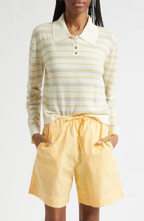 Leset James Stripe Merino Wool Polo in Soleil Stripe at Nordstrom, Size X-Small