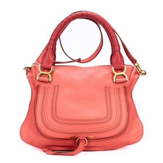 Chlo&eacute; Pre-owned Womens Medium Marcie Saddle Shoulder Bag - Pink - One Size