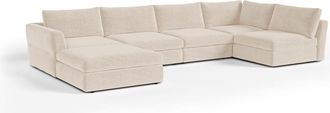 Sia Home Sof&aacute; gran esquinero modular 8 plazas tejido tramado tacto suave beige