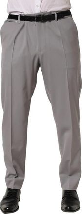 Dolce & Gabbana Wollen geklede pantalon met taps toelopende pijpen - Heren - Nette broeken - Grijs - 2XL - Wol - Broeken