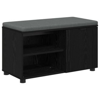 vidaXL Banco De Entrada Con Coj&iacute;n Roble Negro 80 X 38 X 46 Cm Vidaxl