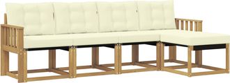 vidaXL Conjunto De Sof&aacute;s De Exterior 5 Uds. Blanco Y Crema Vidaxl