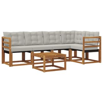 vidaXL Conjunto De Sof&aacute;s De Exterior 6 Pcs Gris Natural Y Claro Vidaxl