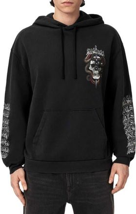AllSaints Araknid Graphic Hoodie in Washed Black at Nordstrom, Size Xx-Large
