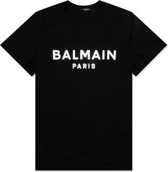 Balmain Logo Embossed Cotton T Shirt, Size Medium