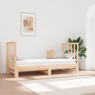 Berkfield Home Pull-out Day Bed 2x(90x190) cm Solid Wood Pine in Brown