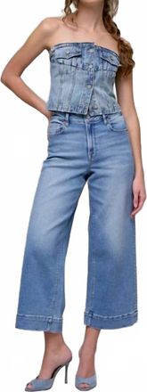 Hidden Jeans Nori Clean Crop Wide Leg Jeans In Medium Light Wash