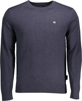 Napapijri Blauwe Katoenen Trui voor Mannen - Heren - Ronde hals truien - Blauw - 2XL - Katoen - Truien & Vesten